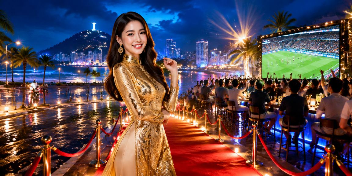 Khán giả mặc áo dài xem cá cược bóng đá tại Vũng Tàu buổi tối
